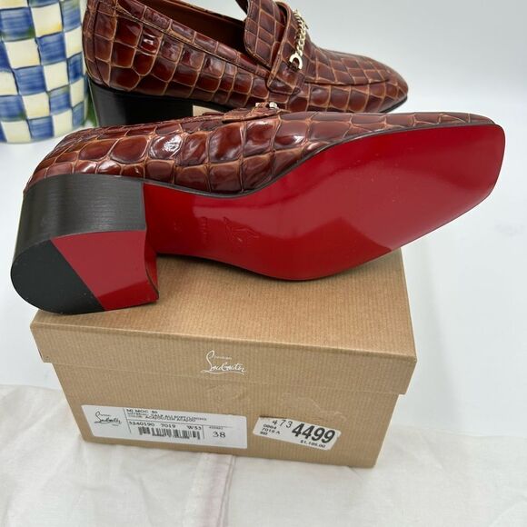 Women’s Christian Louboutin MJ, moc leather loafers size 38 made in Italy - Picture 11 of 13